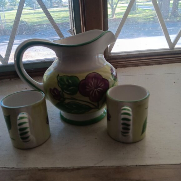 Rare Starbucks Italian Made Floral Cups and Pitcher Vintage - Picture 2 of 10